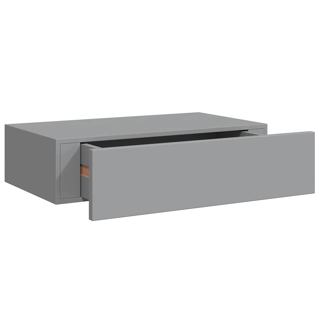 Wall shelves with drawers 2 pcs. Grey 40x23.5x10 cm MDF