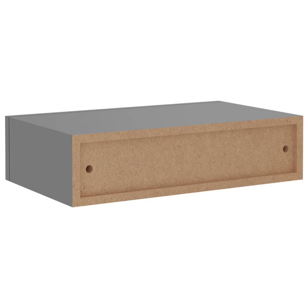Wall shelves with drawers 2 pcs. Grey 40x23.5x10 cm MDF