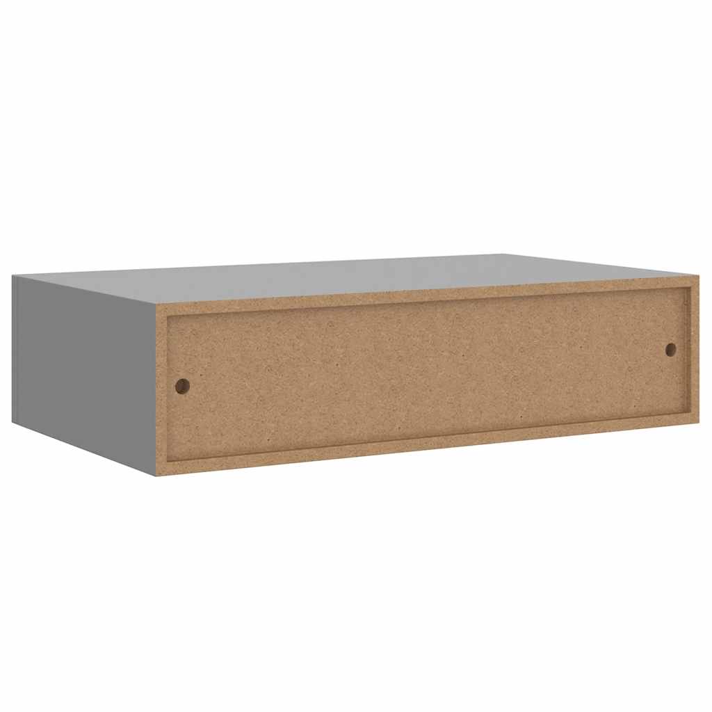 Wall shelves with drawers 2 pcs. Grey 40x23.5x10 cm MDF
