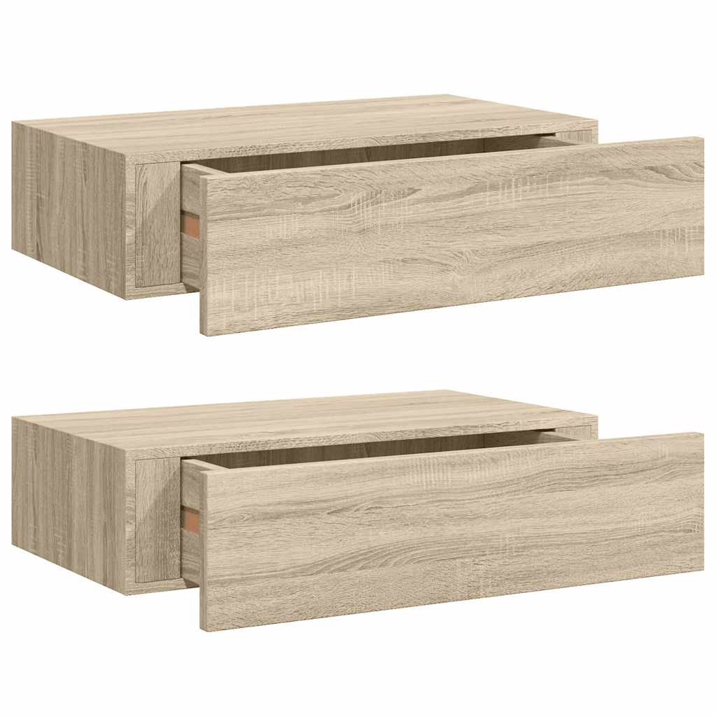Wandregale mit Schubladen 2 Stk. Eichen-Optik 40x23,5x10 cm MDF