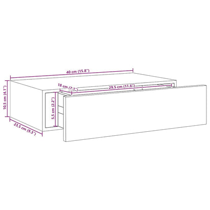 Wandregale mit Schubladen 2 Stk. Eichen-Optik Weiß 40x23,5x10cm