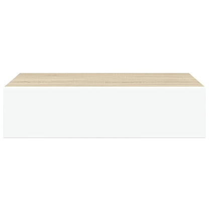 Wandregale mit Schubladen 2 Stk. Eichen-Optik Weiß 40x23,5x10cm