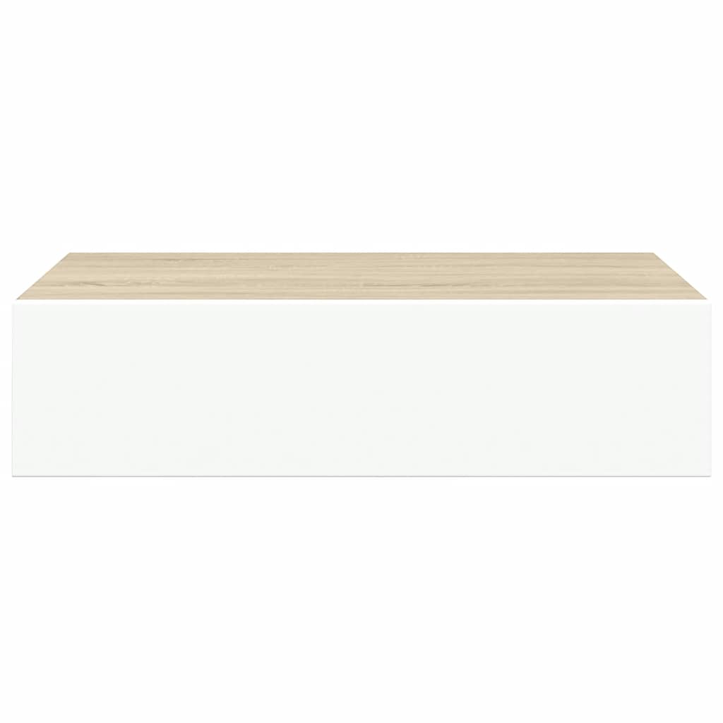 Wandregale mit Schubladen 2 Stk. Eichen-Optik Weiß 40x23,5x10cm