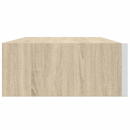 Wandregale mit Schubladen 2 Stk. Eichen-Optik Weiß 40x23,5x10cm