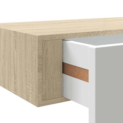Wandregale mit Schubladen 2 Stk. Eichen-Optik Weiß 40x23,5x10cm