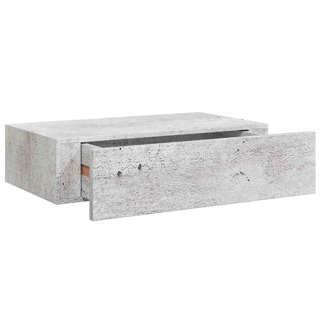 Wall shelf with drawer concrete grey 40x23.5x10 cm MDF