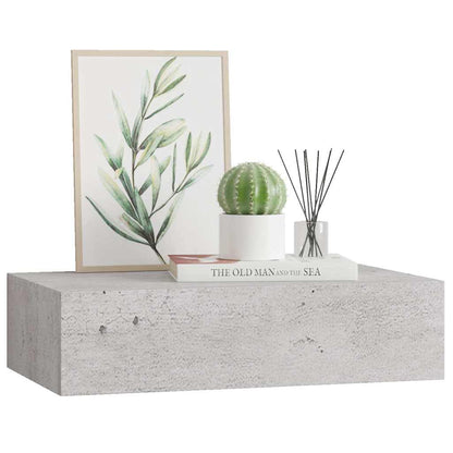 Wandregal mit Schublade Betongrau 40x23,5x10 cm MDF