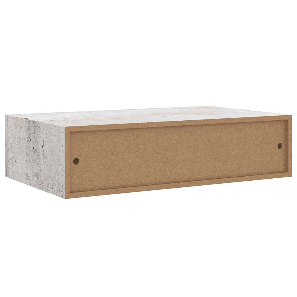 Wall shelf with drawer concrete grey 40x23.5x10 cm MDF