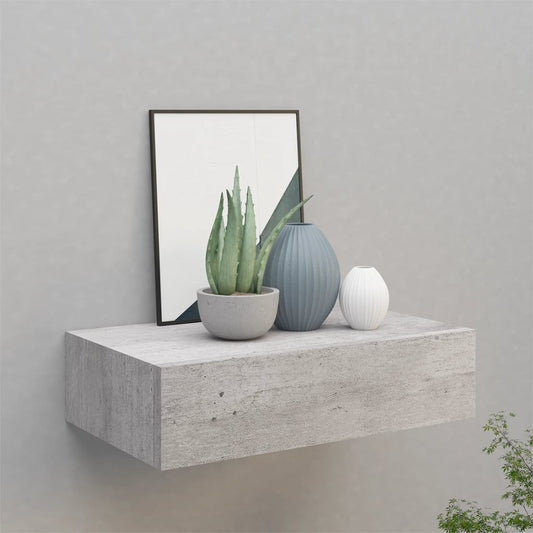 Wall shelf with drawer concrete grey 40x23.5x10 cm MDF