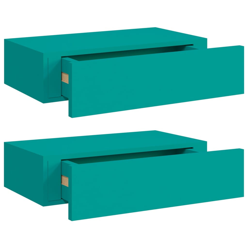 Wandregale mit Schubladen 2 Stk. Blau 40x23,5x10 cm MDF
