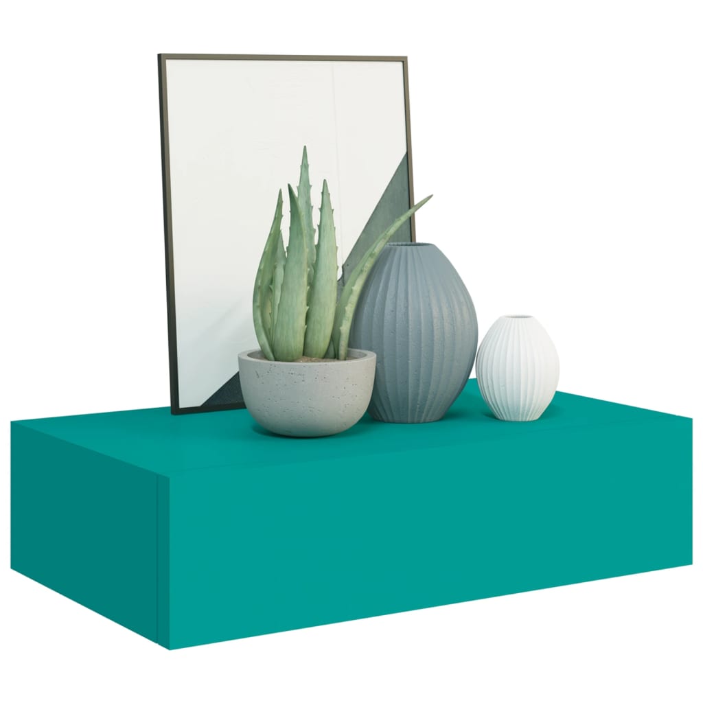 Wandregale mit Schubladen 2 Stk. Blau 40x23,5x10 cm MDF