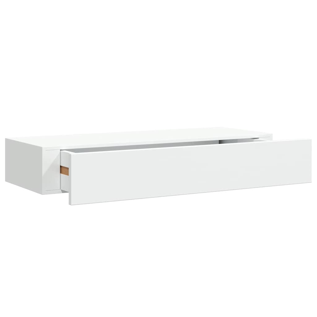 Wandregal mit Schublade Weiß 60x23,5x10 cm MDF