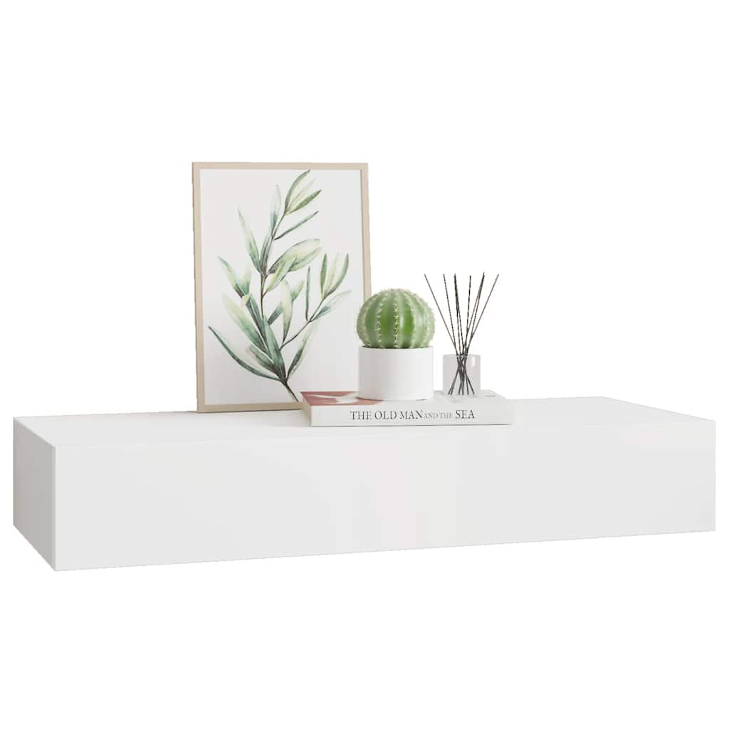 Wandregal mit Schublade Weiß 60x23,5x10 cm MDF
