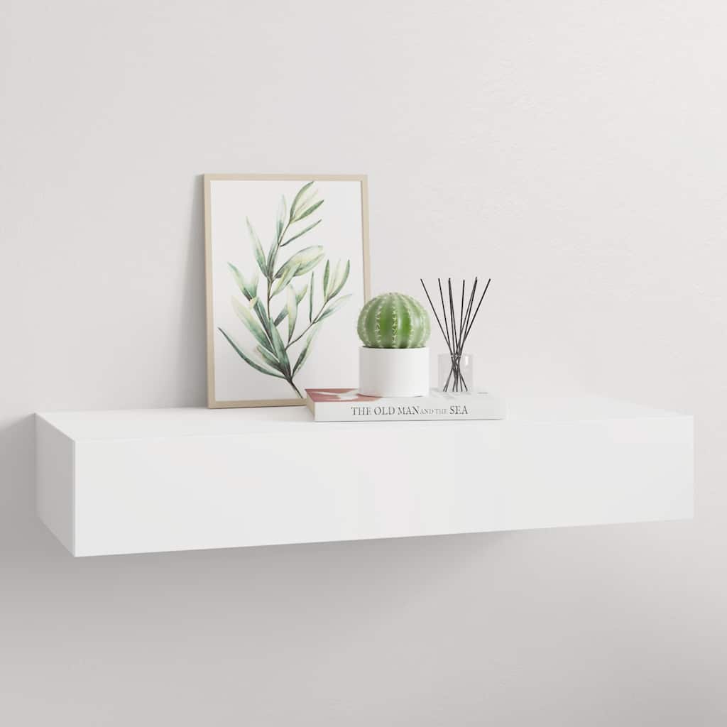 Wandregal mit Schublade Weiß 60x23,5x10 cm MDF