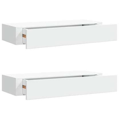 Wandregale mit Schubladen 2 Stk. Weiß 60x23,5x10 cm MDF