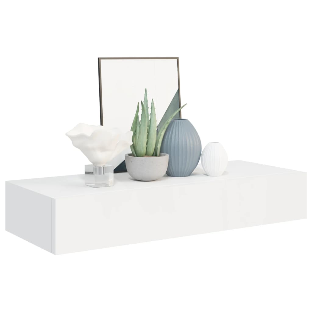 Wall shelves with drawers 2 pcs. White 60x23.5x10 cm MDF