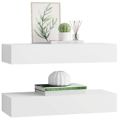 Wandregale mit Schubladen 2 Stk. Weiß 60x23,5x10 cm MDF