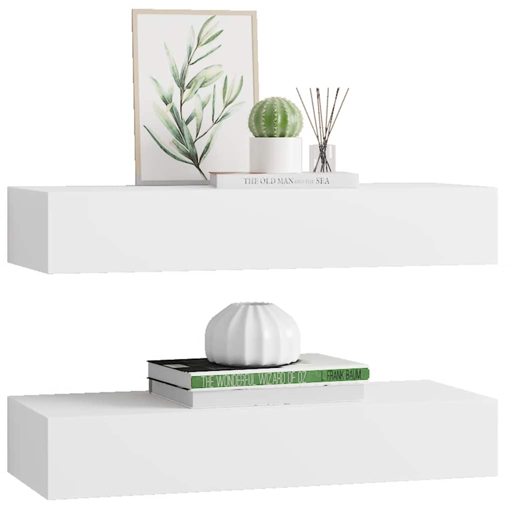 Wandregale mit Schubladen 2 Stk. Weiß 60x23,5x10 cm MDF