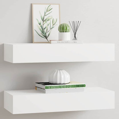 Wandregale mit Schubladen 2 Stk. Weiß 60x23,5x10 cm MDF