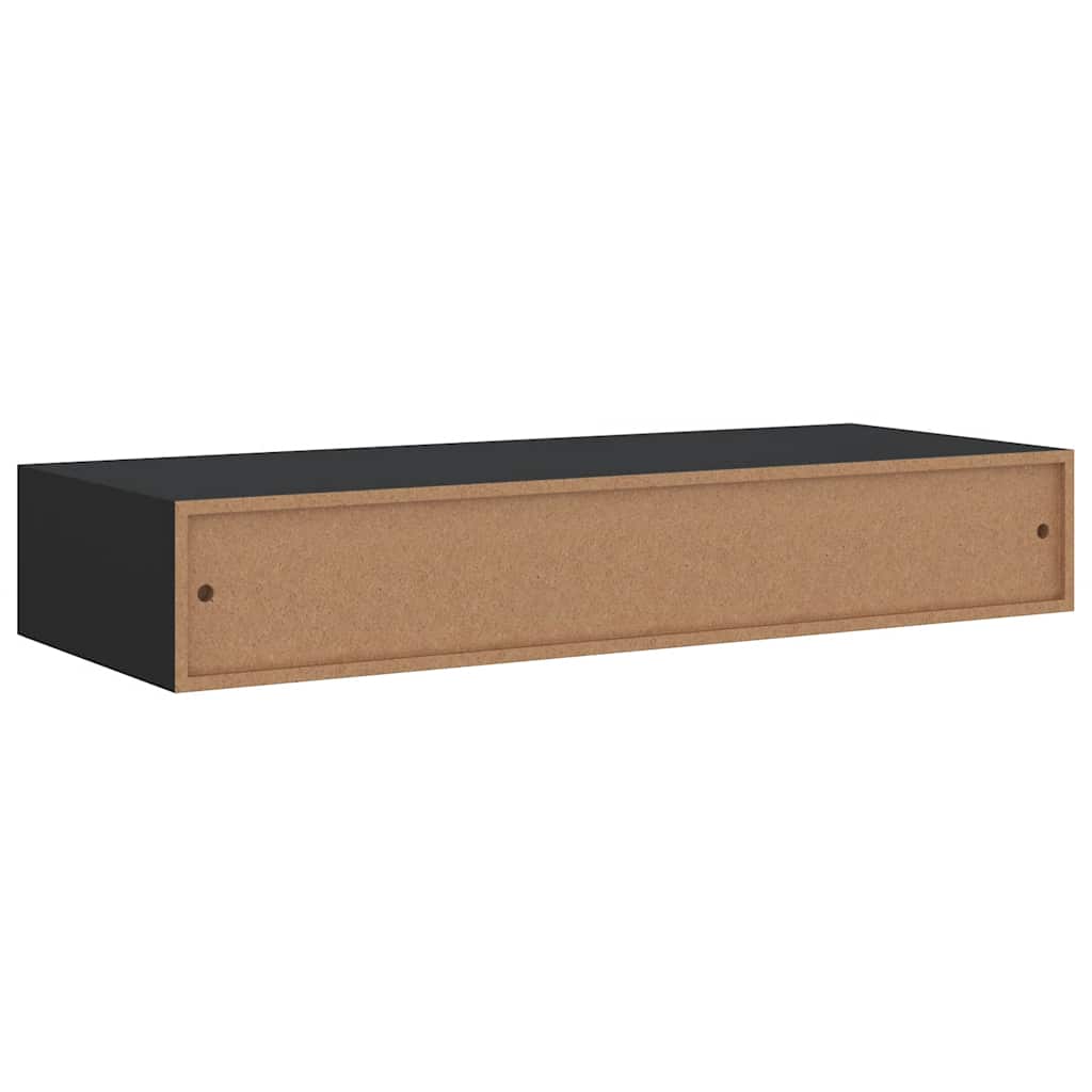 Wandregal mit Schublade Schwarz 60x23,5x10 cm MDF