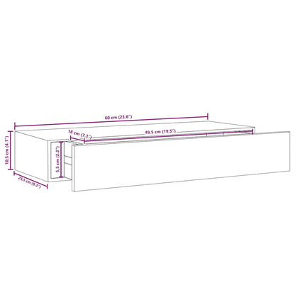 Wandregal mit Schublade Schwarz 60x23,5x10 cm MDF