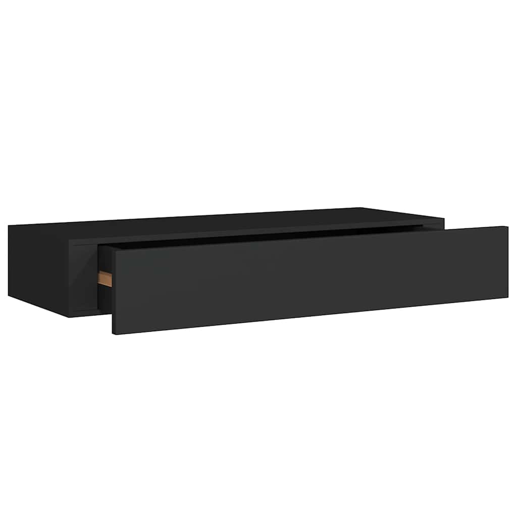 Wandregale mit Schubladen 2 Stk. Schwarz 60x23,5x10 cm MDF