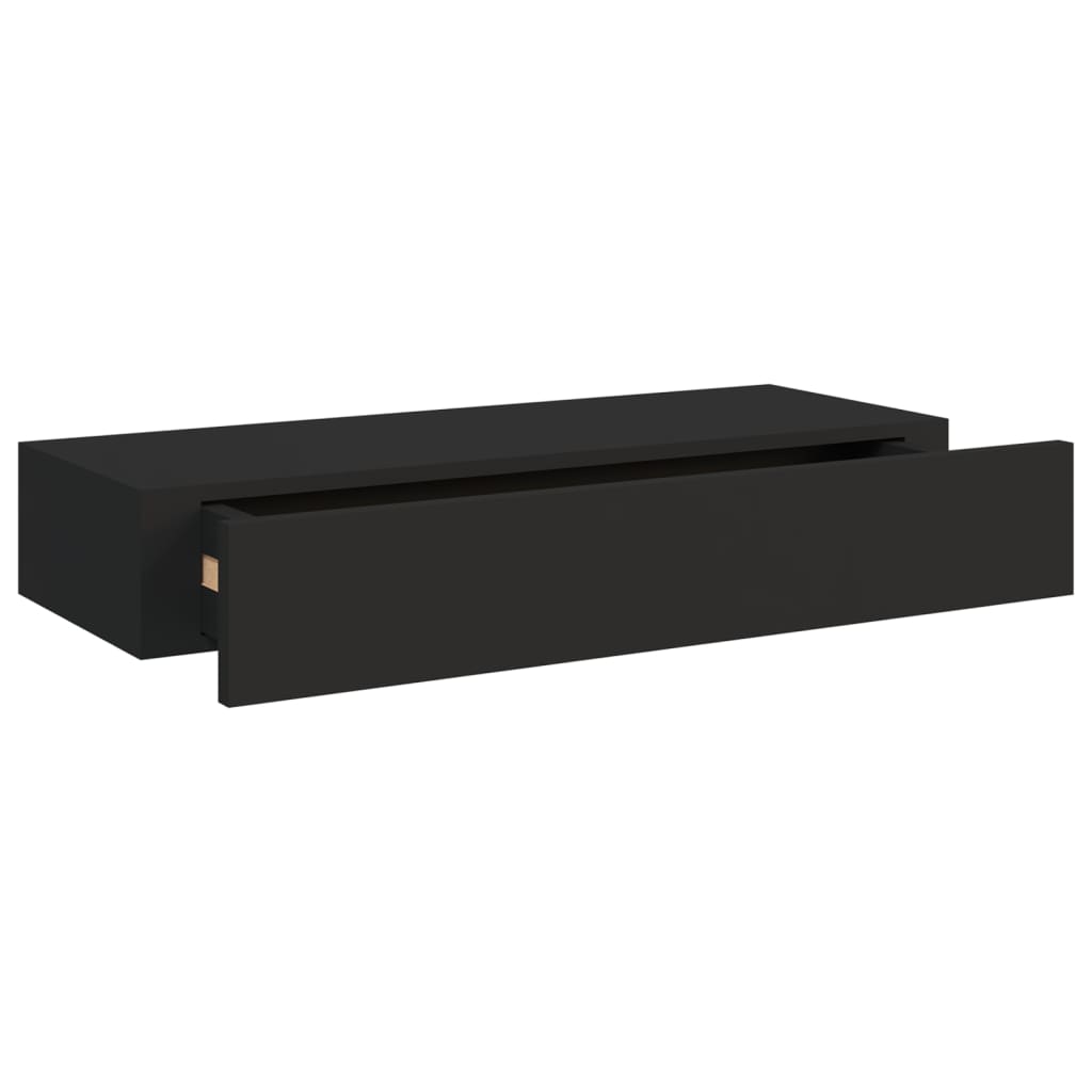 Wall shelves with drawers 2 pcs. Black 60x23.5x10 cm MDF