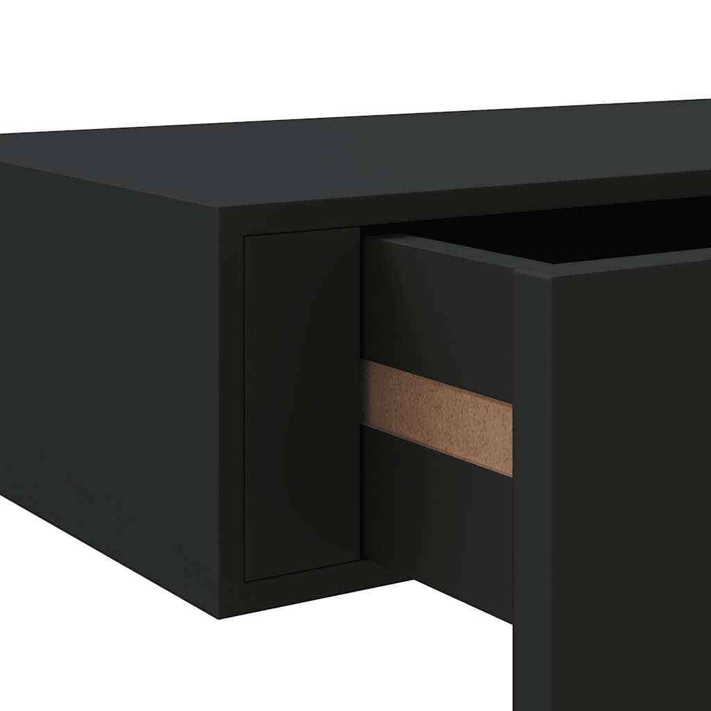Wall shelves with drawers 2 pcs. Black 60x23.5x10 cm MDF