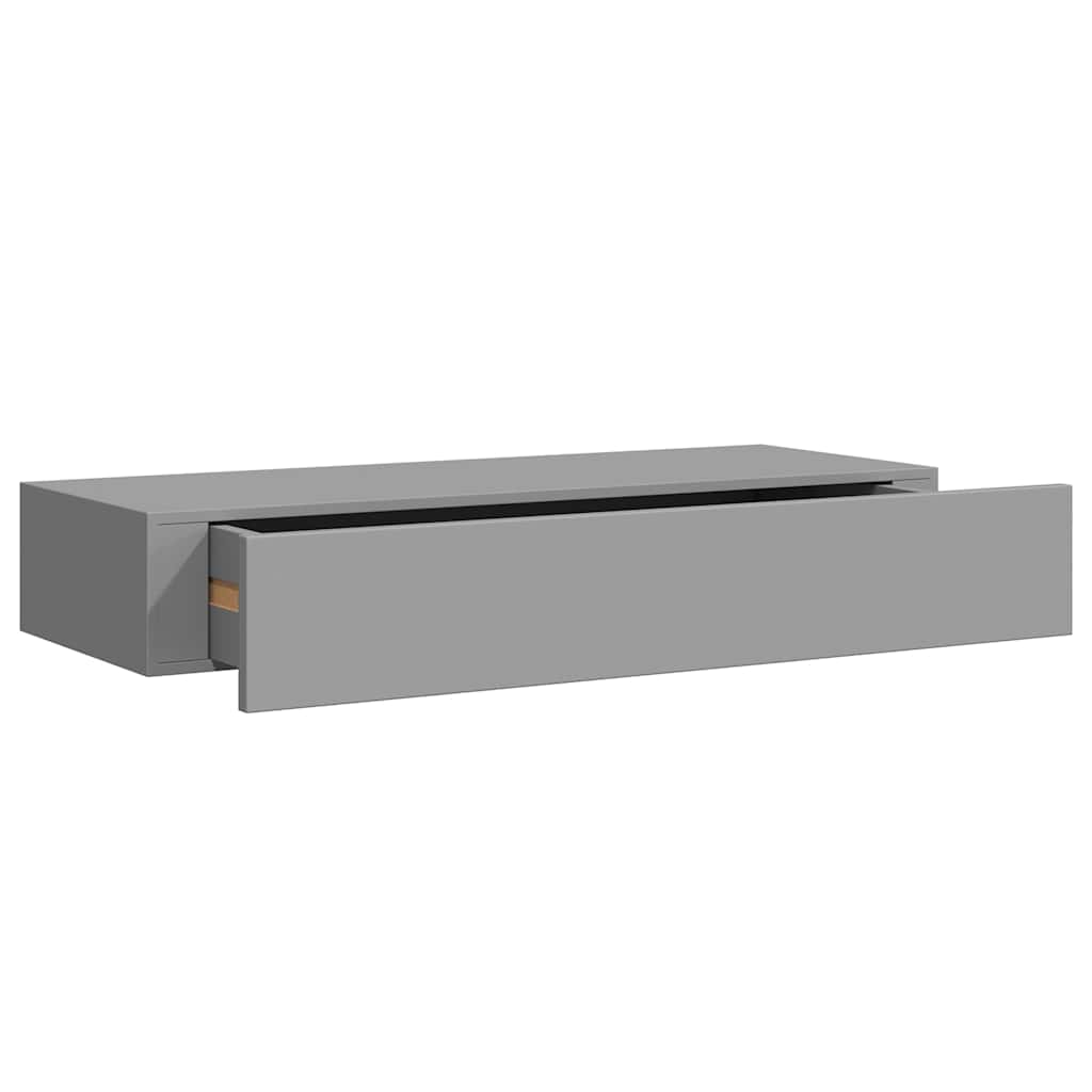 Wandregal mit Schublade Grau 60x23,5x10 cm MDF