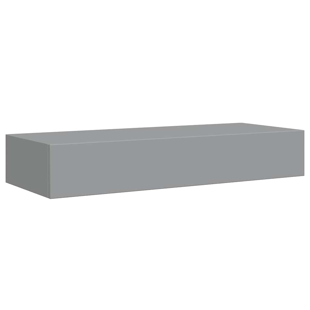 Wall shelf with drawer grey 60x23.5x10 cm MDF