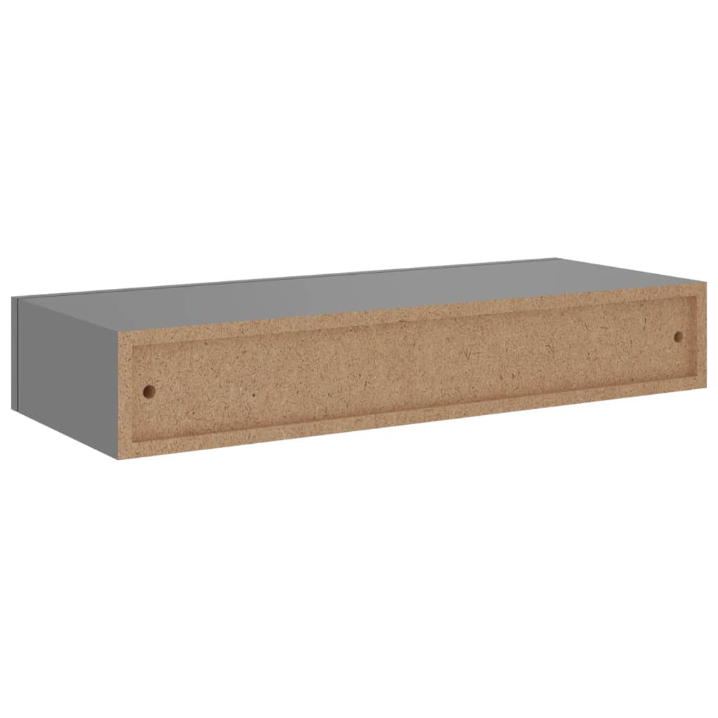 Wall shelf with drawer grey 60x23.5x10 cm MDF