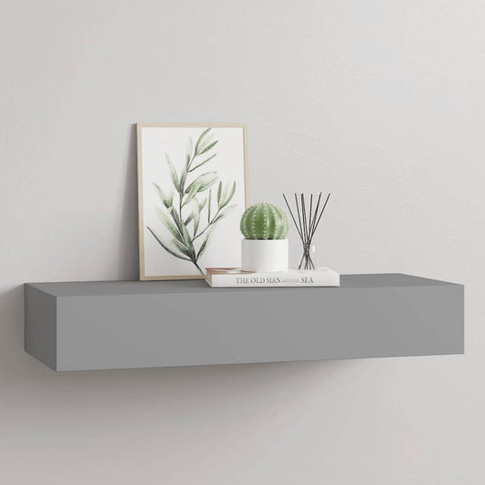 Wall shelf with drawer grey 60x23.5x10 cm MDF