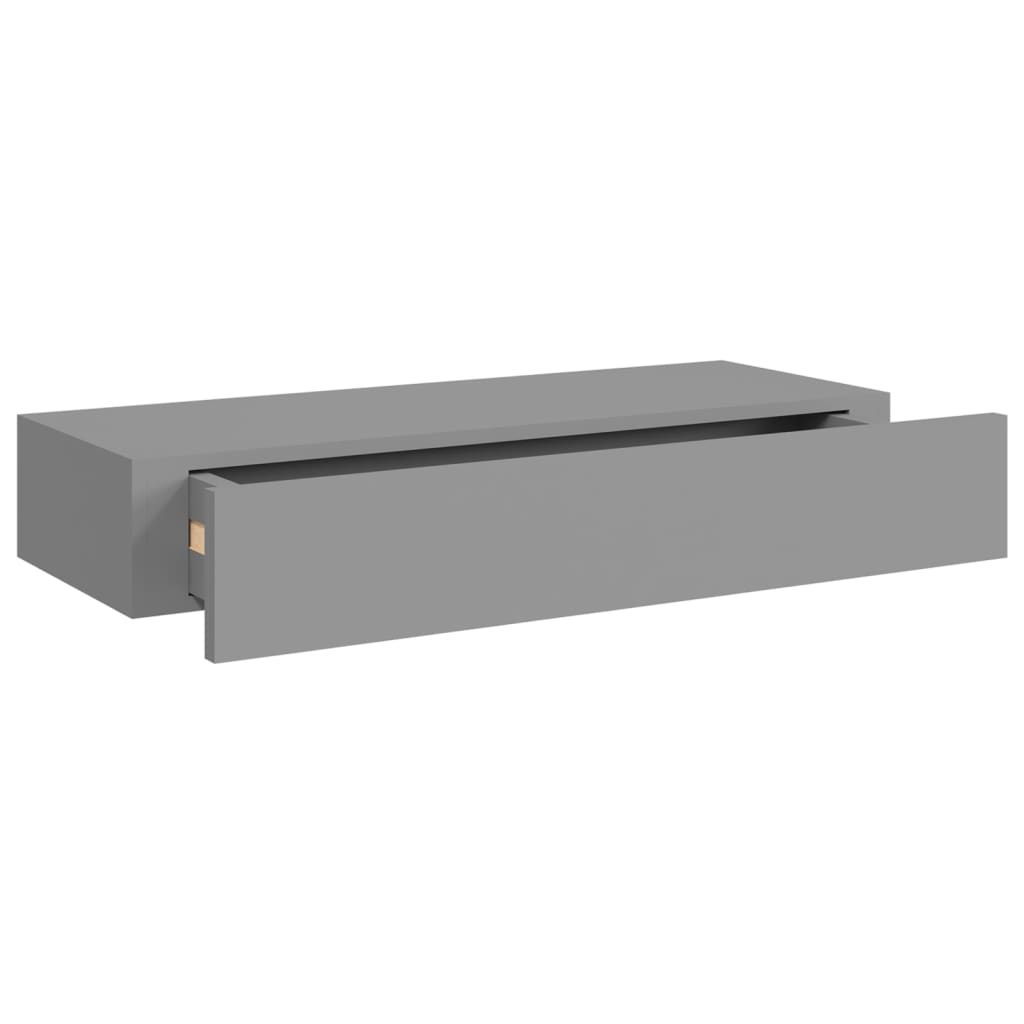 Wall shelves with drawers 2 pcs. Grey 60x23.5x10 cm MDF
