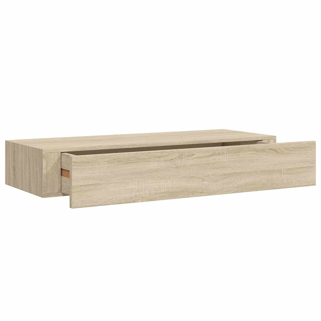 Wandregal mit Schublade Eichen-Optik 60x23,5x10 cm MDF