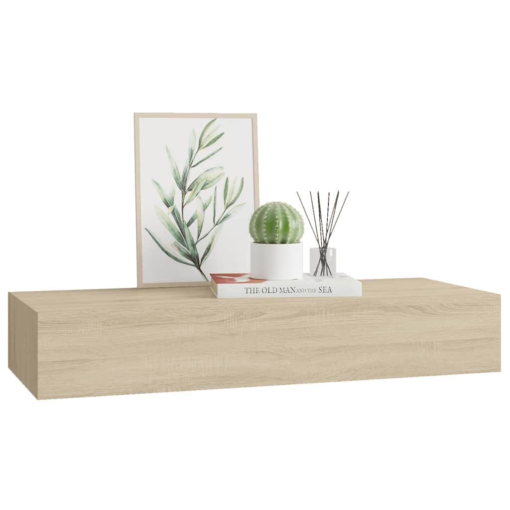 Wandregal mit Schublade Eichen-Optik 60x23,5x10 cm MDF