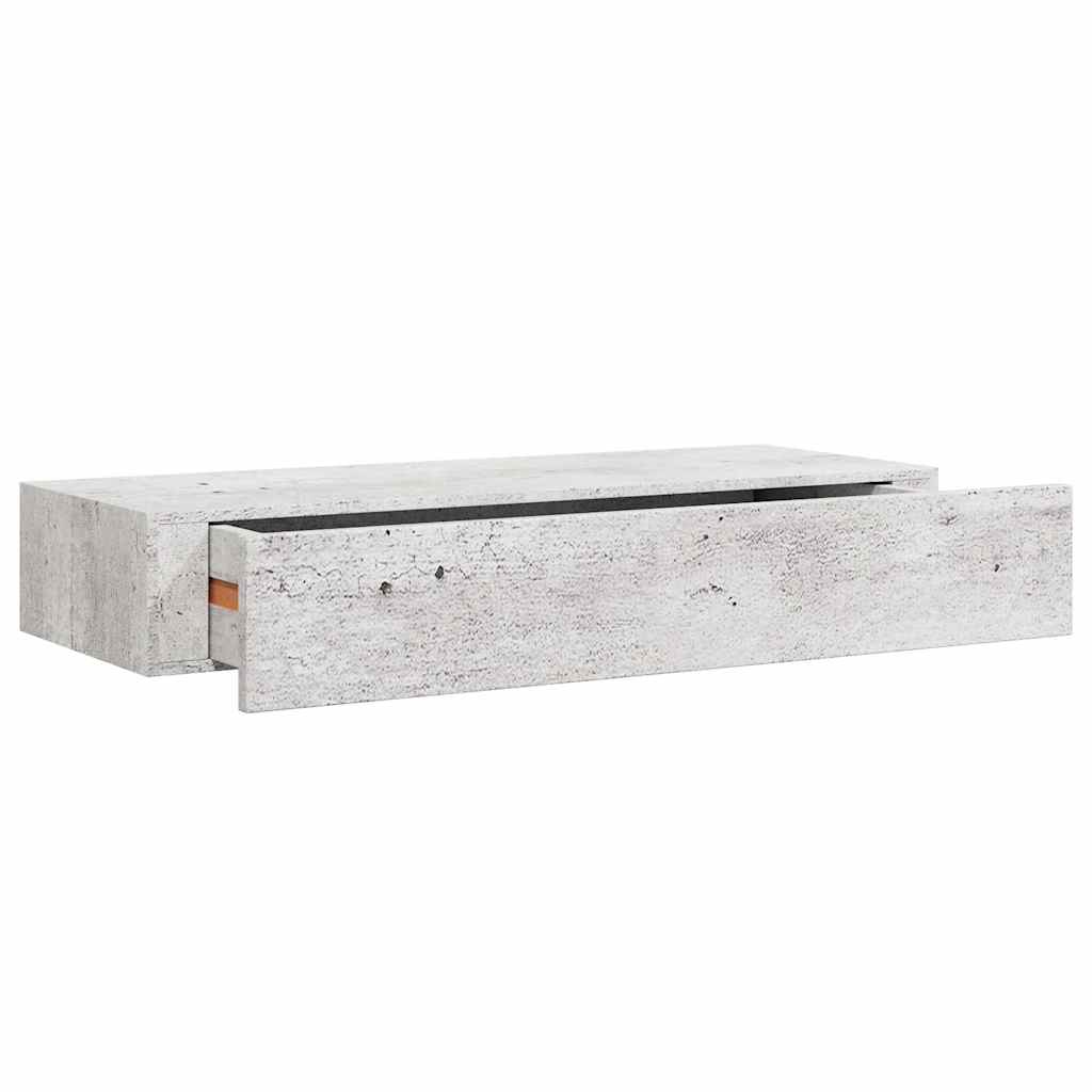 Wall shelf with drawer concrete grey 60x23.5x10 cm MDF