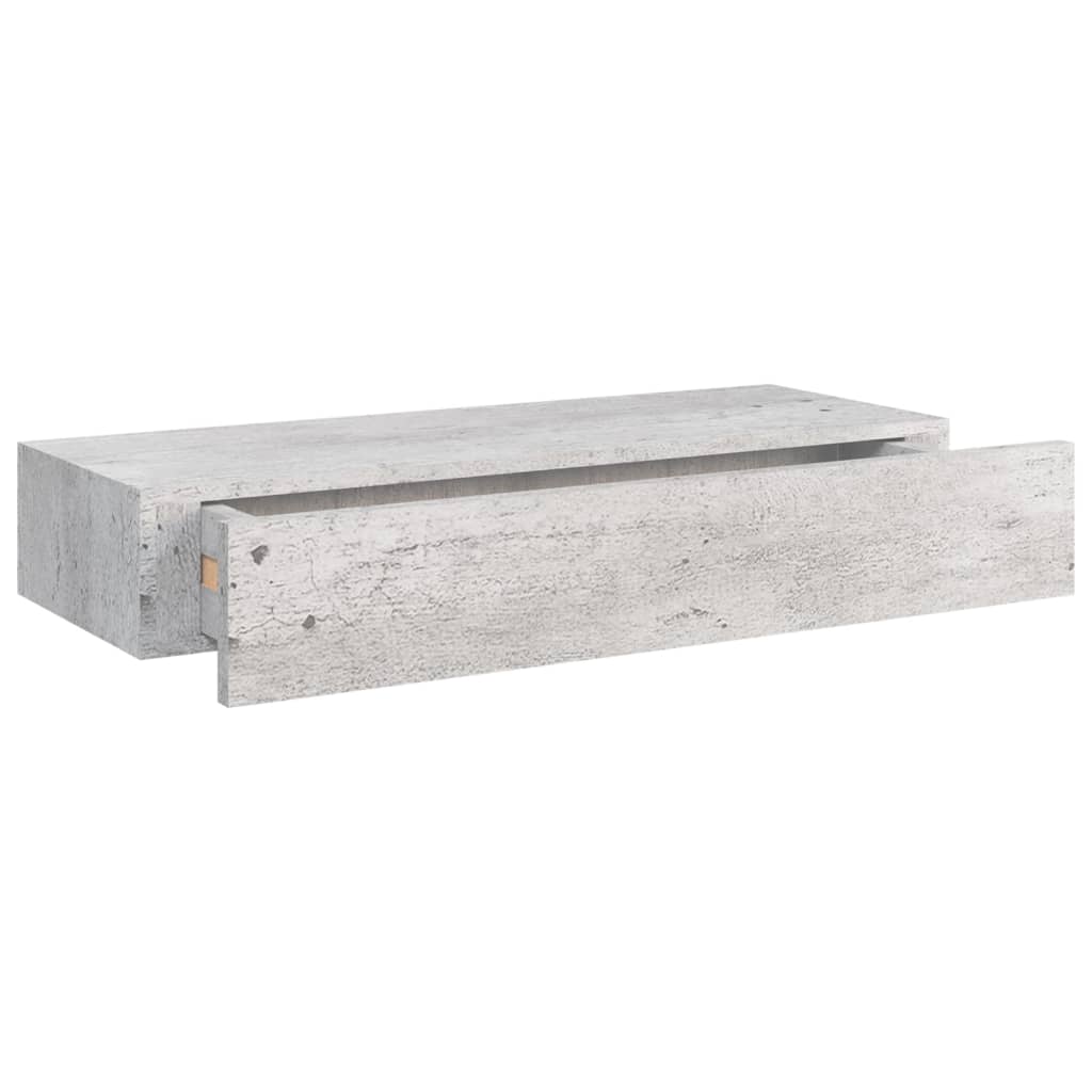 Wall shelf with drawer concrete grey 60x23.5x10 cm MDF