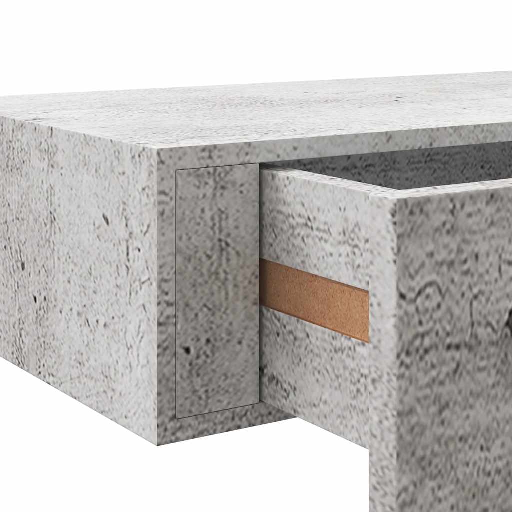 Wall shelf with drawer concrete grey 60x23.5x10 cm MDF