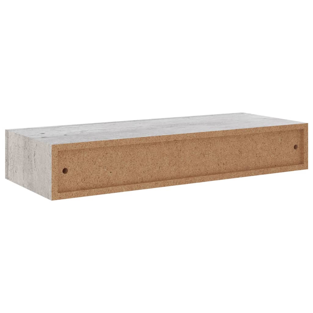 Étagères murales avec tiroirs, 2 pièces, gris béton, 60 x 23,5 x 10 cm, MDF