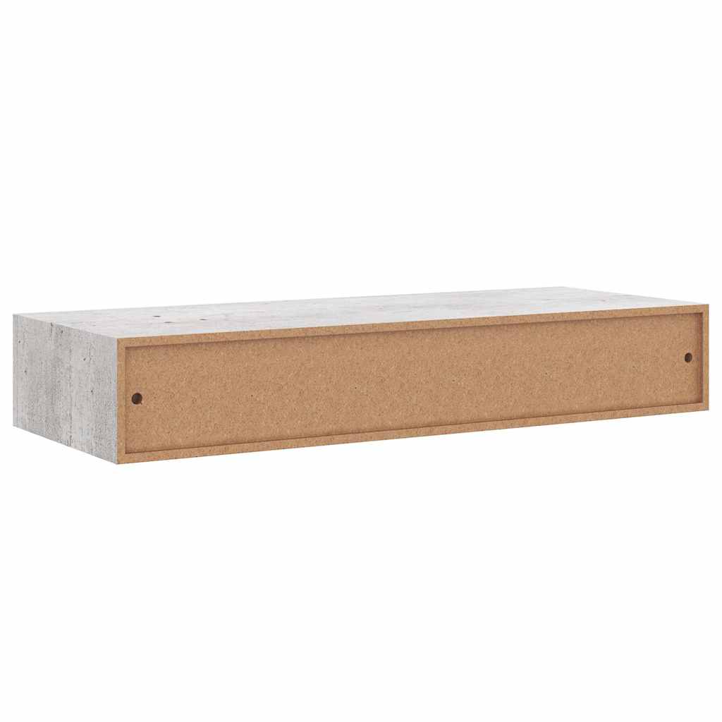 Étagères murales avec tiroirs, 2 pièces, gris béton, 60 x 23,5 x 10 cm, MDF