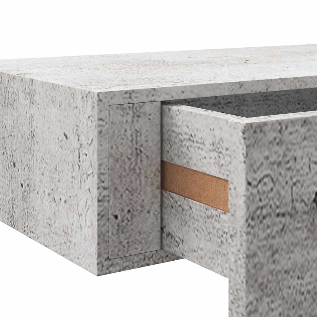 Étagères murales avec tiroirs, 2 pièces, gris béton, 60 x 23,5 x 10 cm, MDF
