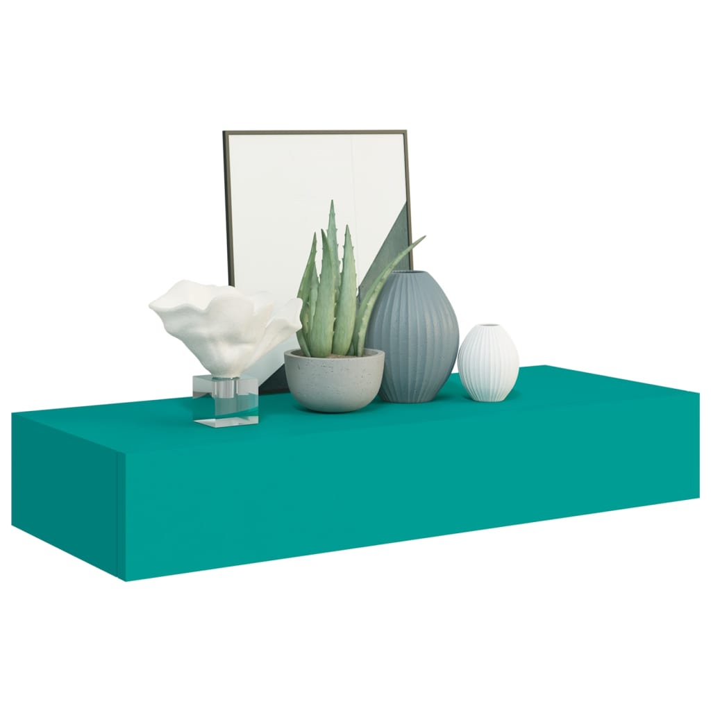 Wandregale mit Schubladen 2 Stk. Blau 60x23,5x10 cm MDF