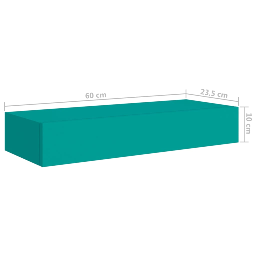 Wandregale mit Schubladen 2 Stk. Blau 60x23,5x10 cm MDF