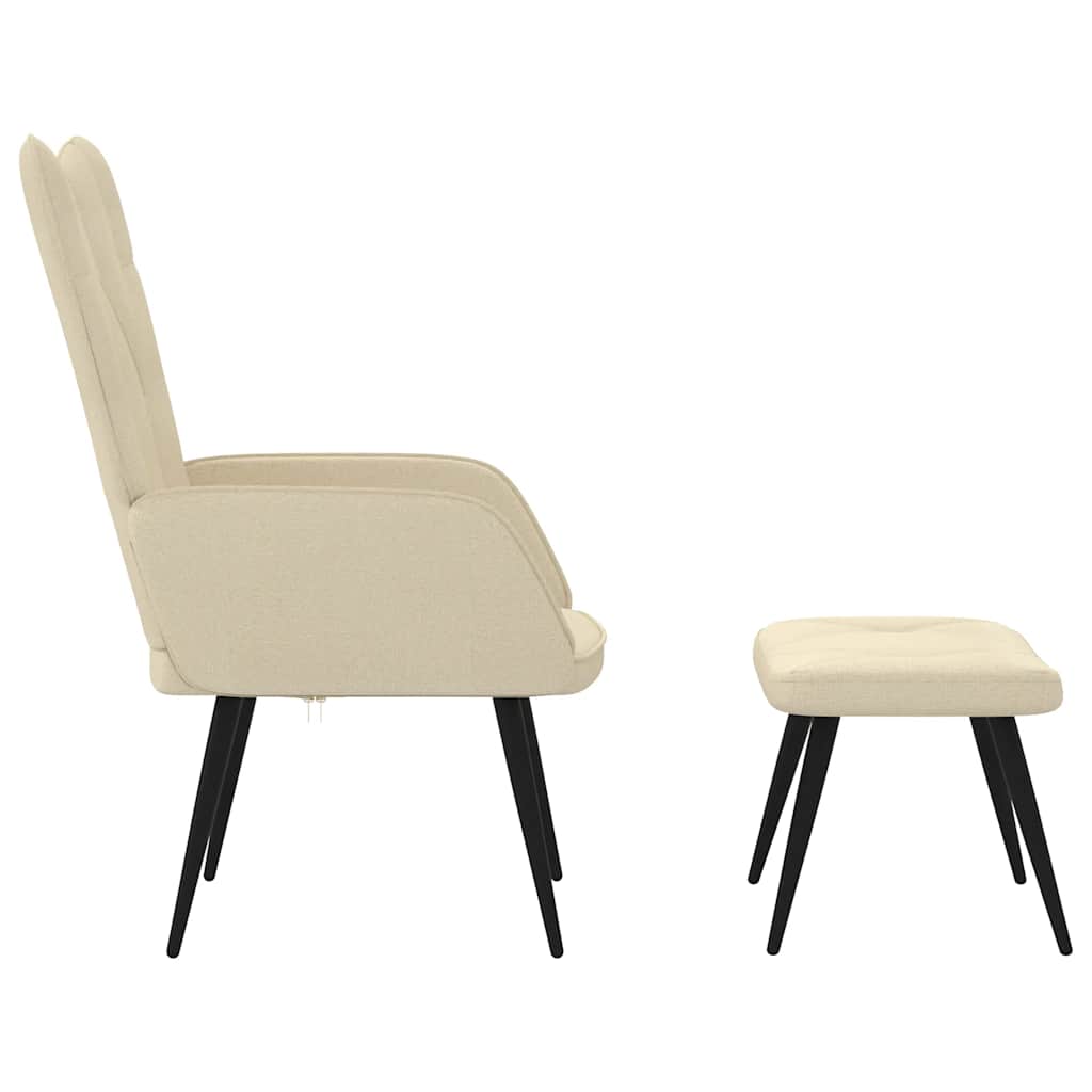 Relaxsessel mit Hocker Creme Stoff