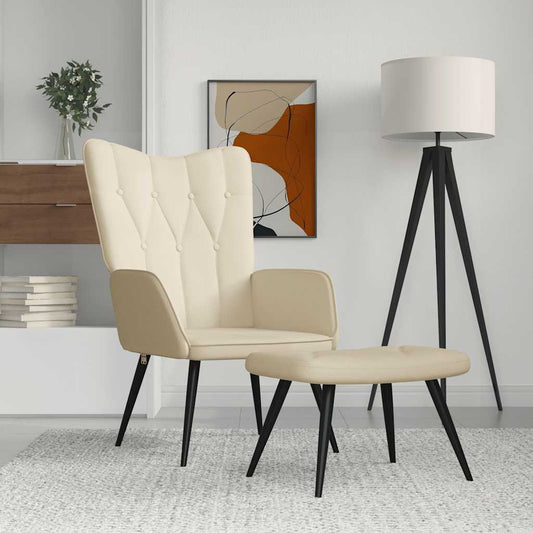 Relaxsessel mit Hocker Creme Stoff