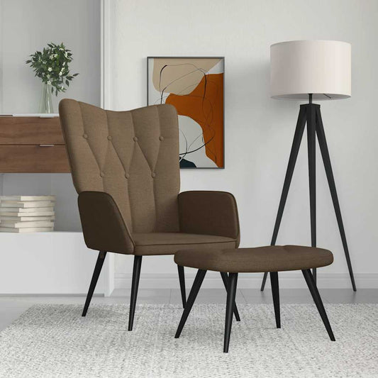 Relaxsessel mit Hocker Braun Stoff