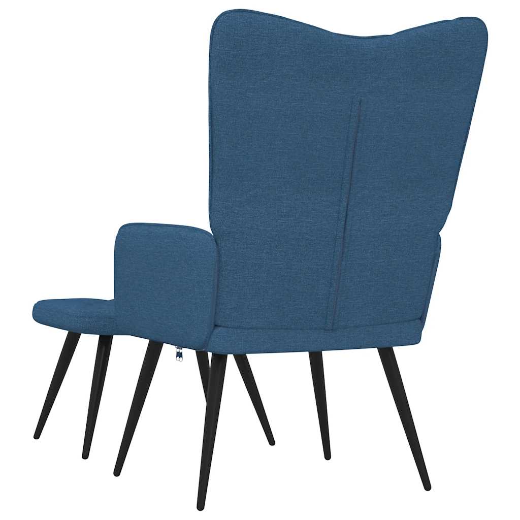 Relaxsessel mit Hocker Blau Stoff