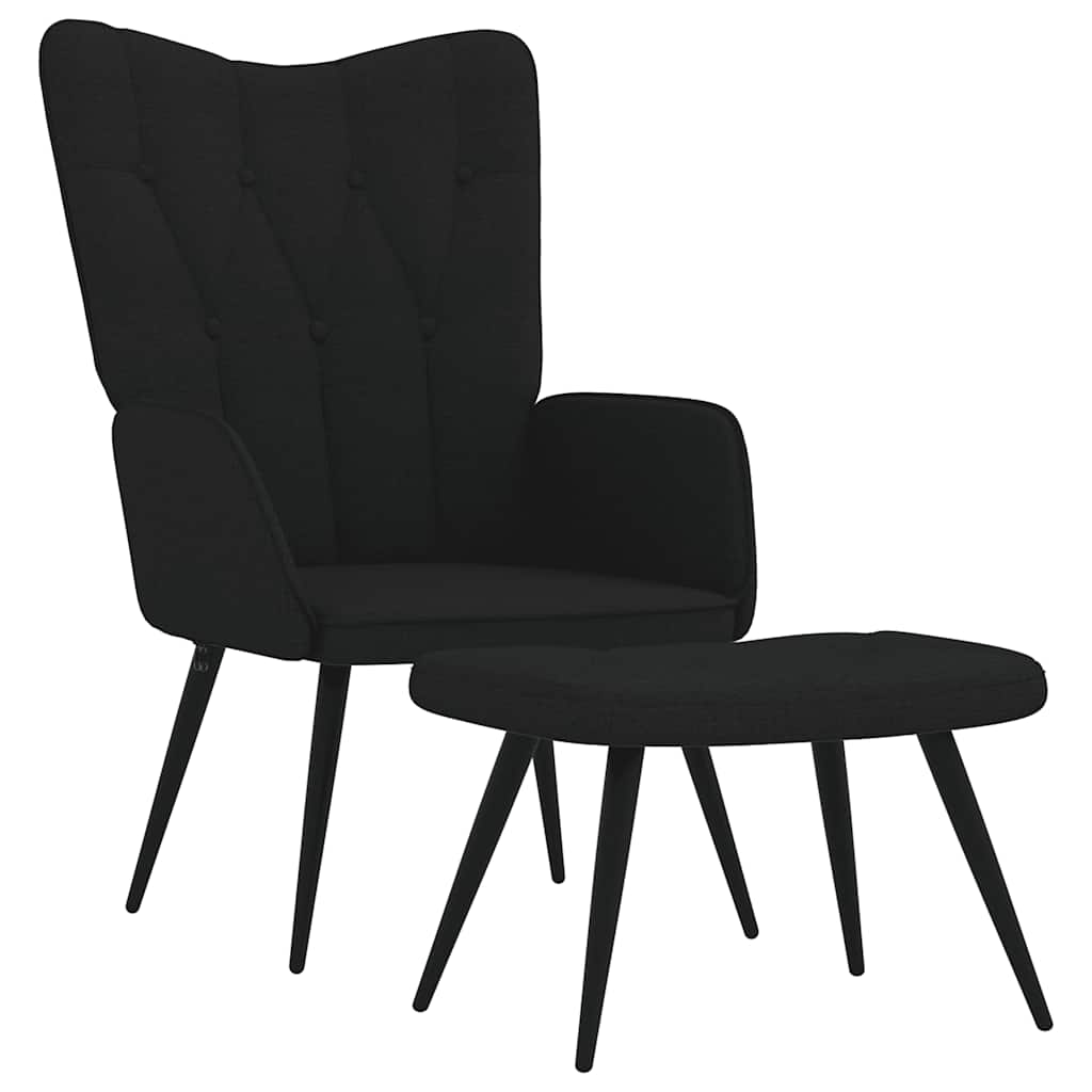 Relaxsessel mit Hocker Schwarz Stoff