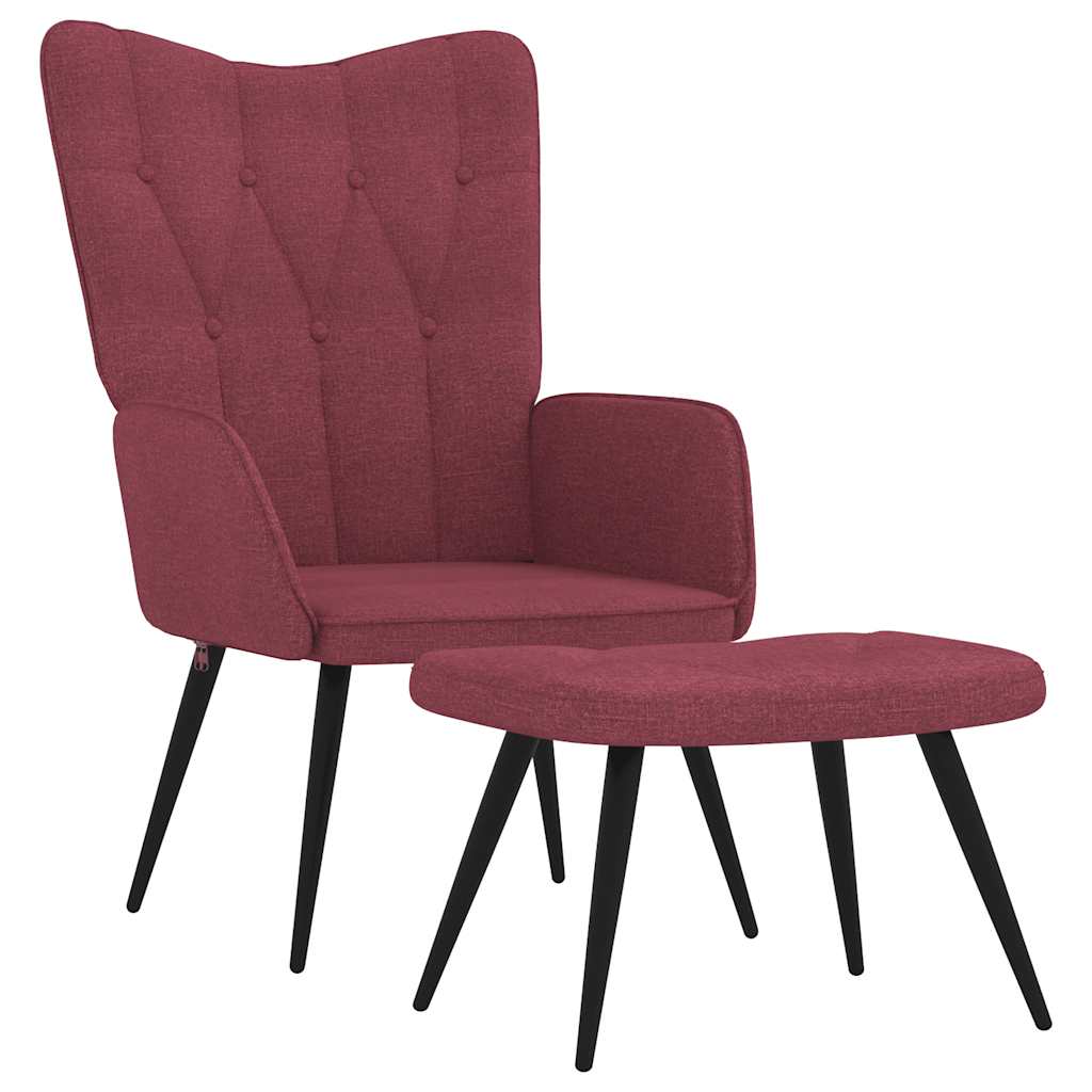 Relaxsessel mit Hocker Weinrot Stoff