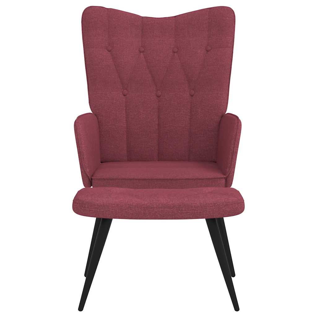 Relaxsessel mit Hocker Weinrot Stoff